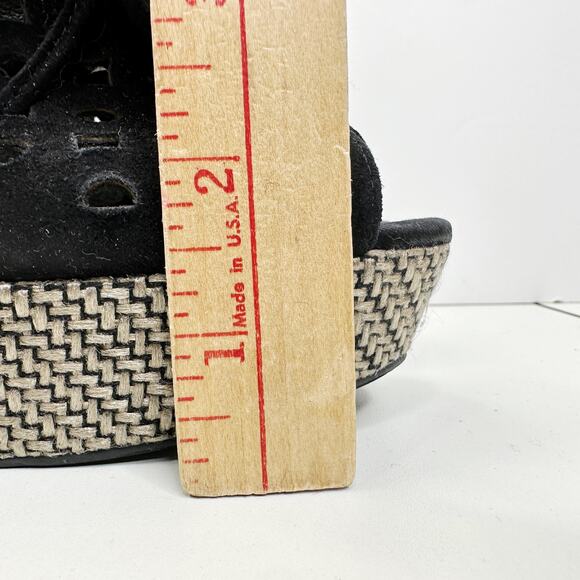 Jeffrey Campbell Suede Lace Up Platform Heel Peep Toe Sandal Black Women 8.5 - Picture 8 of 11